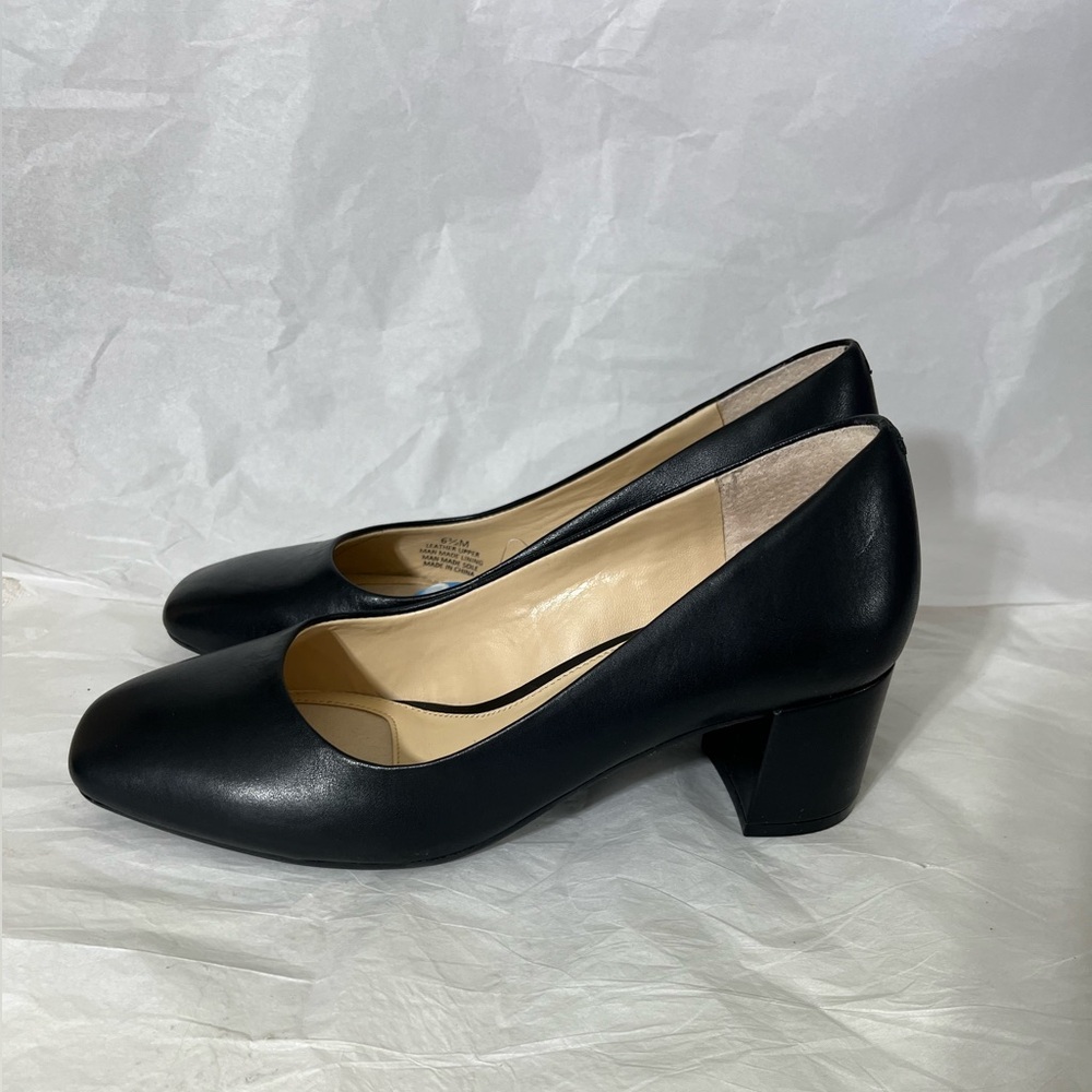 Alex Marie Black Round-Toe Block Heel Pumps